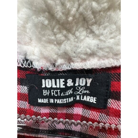 Jolie & Joy Hoodie Shacket Size X-Large Plaid Jacket Light Button Up Layering - Picture 7 of 13